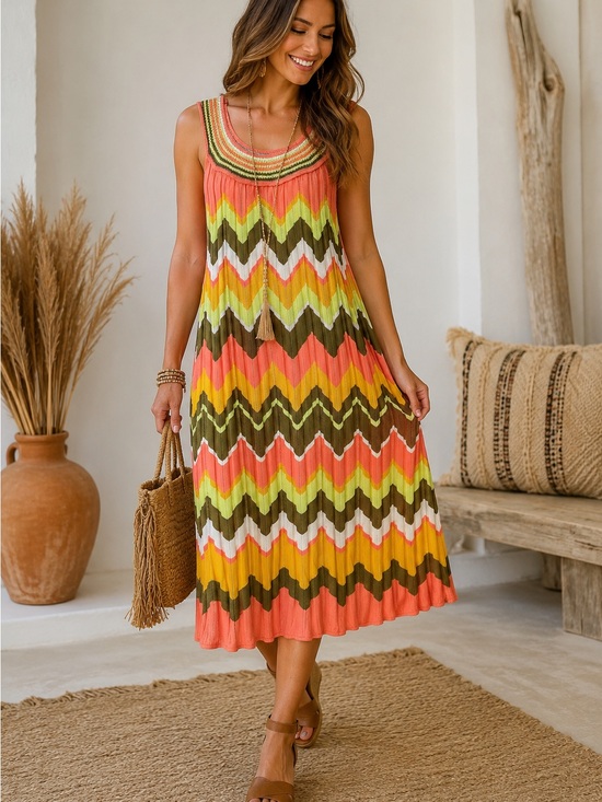 ANTONIO MELANI Dresses & Skirts - ANTONIO MELANI Multicolor Striped Chevron Knit Dress Size Large (NWT)